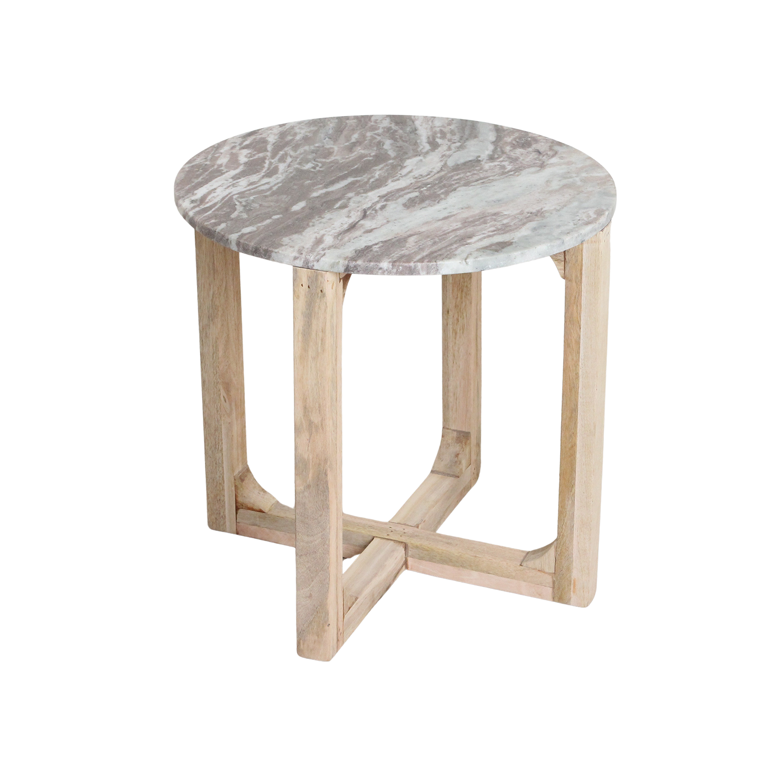 Round marble side table - fantasy brown