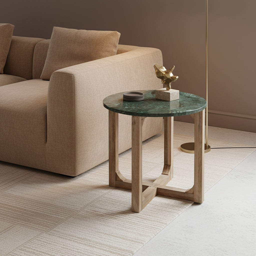 Marble side table round - green