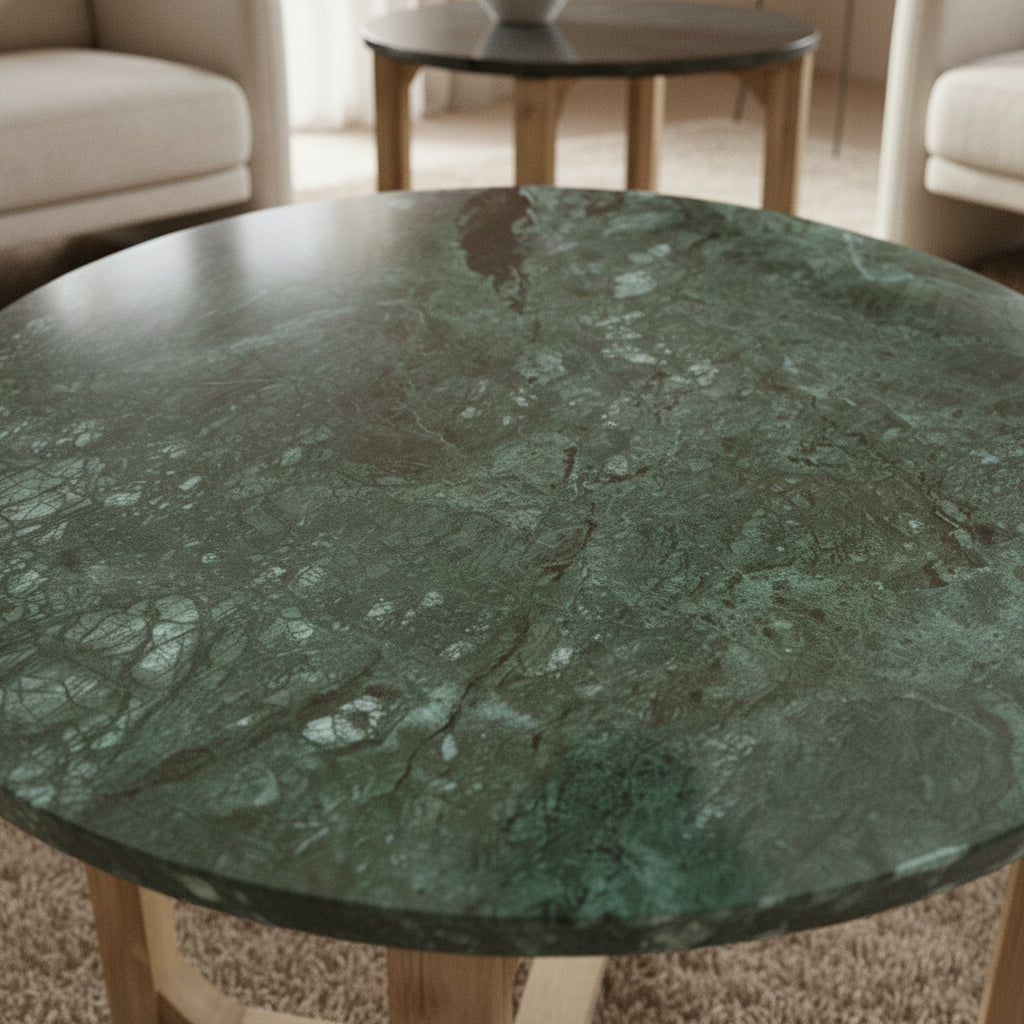 Marble side table round - green