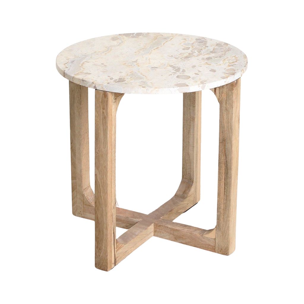 Marble Side Table Cream - 50x50x50 cm