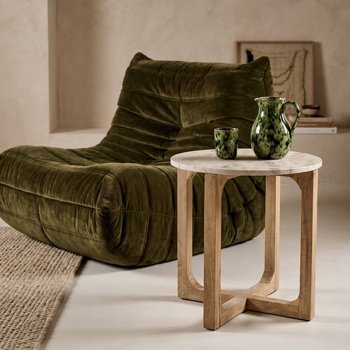 Marmor Beistelltisch Creme - 50x50x50 cm