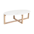 Ovaler Couchtisch aus Marmor - Weiß - 120x60x38 cm