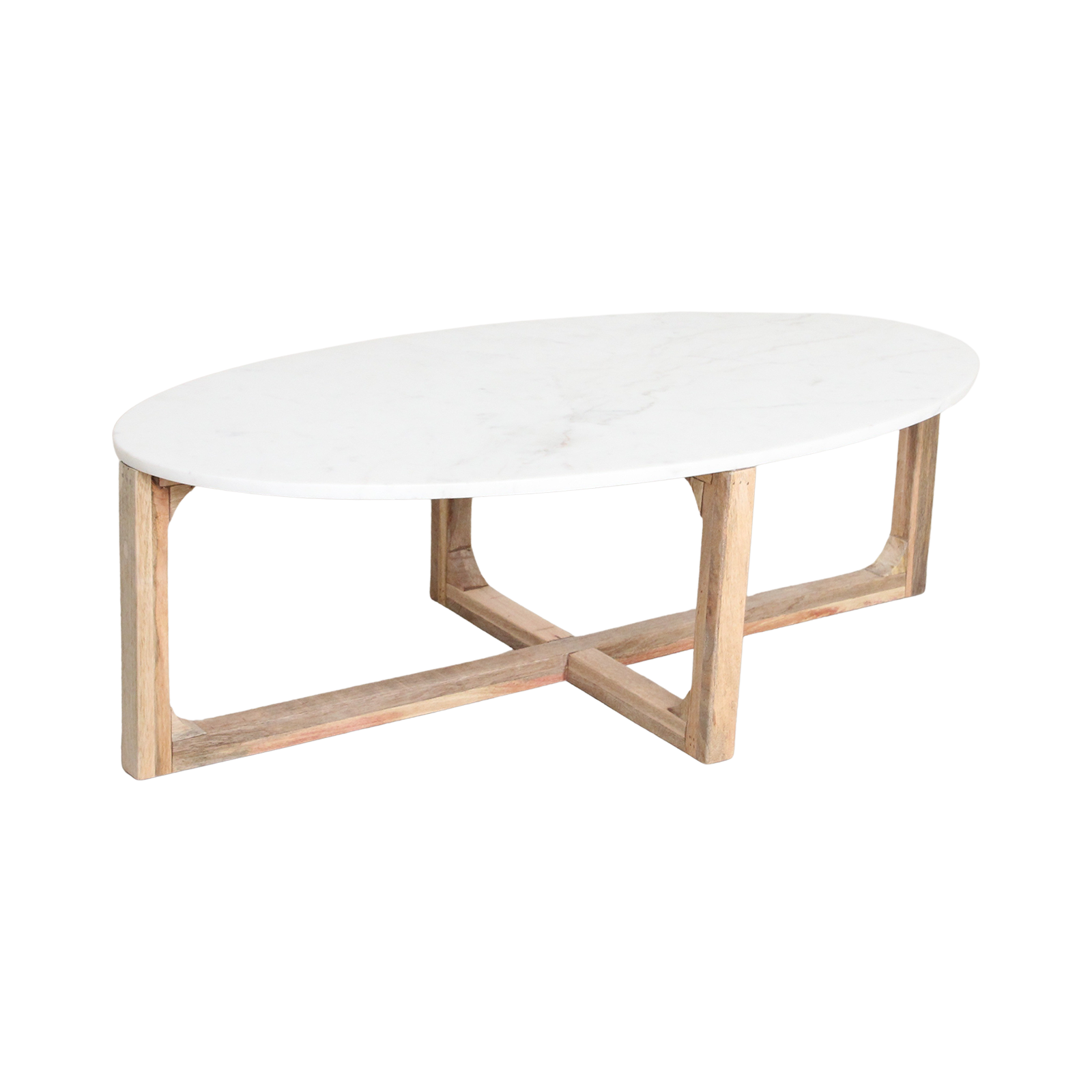 Ovale marmeren salontafel - Wit - 120x60x38 cm