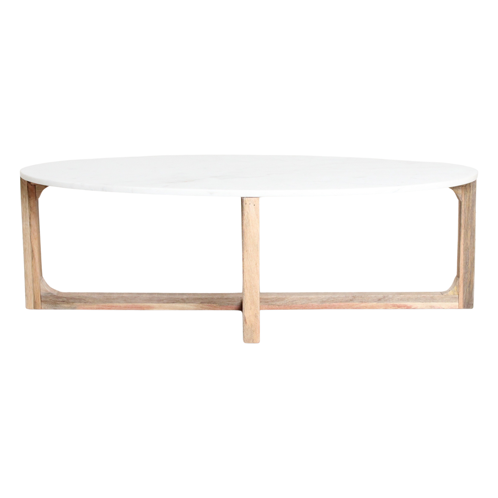 Ovale marmeren salontafel - Wit - 120x60x38 cm
