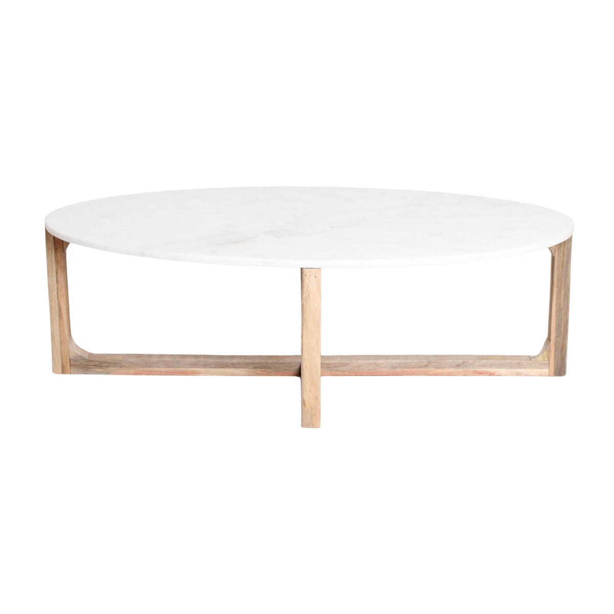 Ovaler Couchtisch aus Marmor - Weiß - 120x60x38 cm