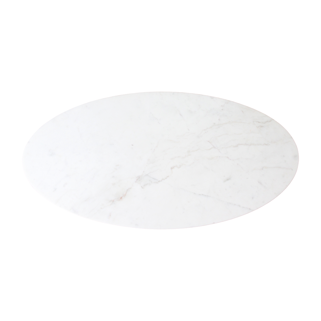 Ovaler Couchtisch aus Marmor - Weiß - 120x60x38 cm