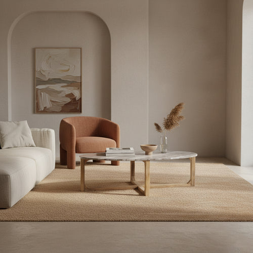 Oval marble coffee table - Fantasy brown - 120x60x38 cm