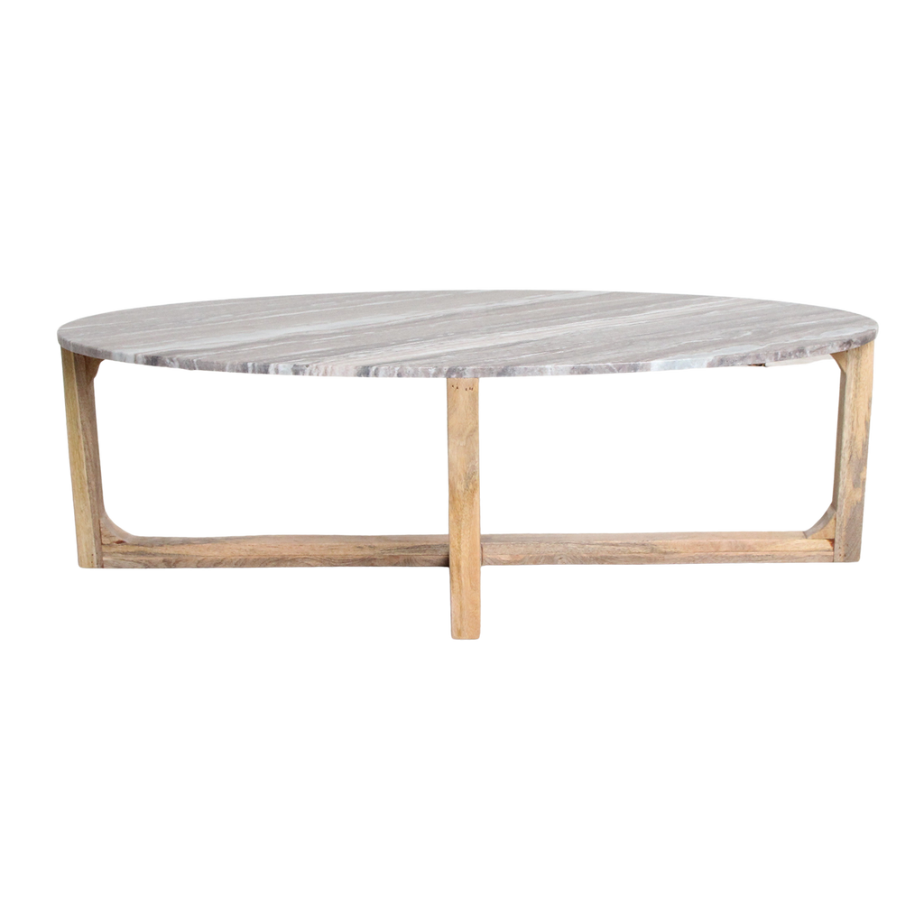 Ovale marmeren salontafel - Fantasy bruin - 120x60x38 cm