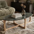 Oval marble coffee table - Green - 120x60x38 cm