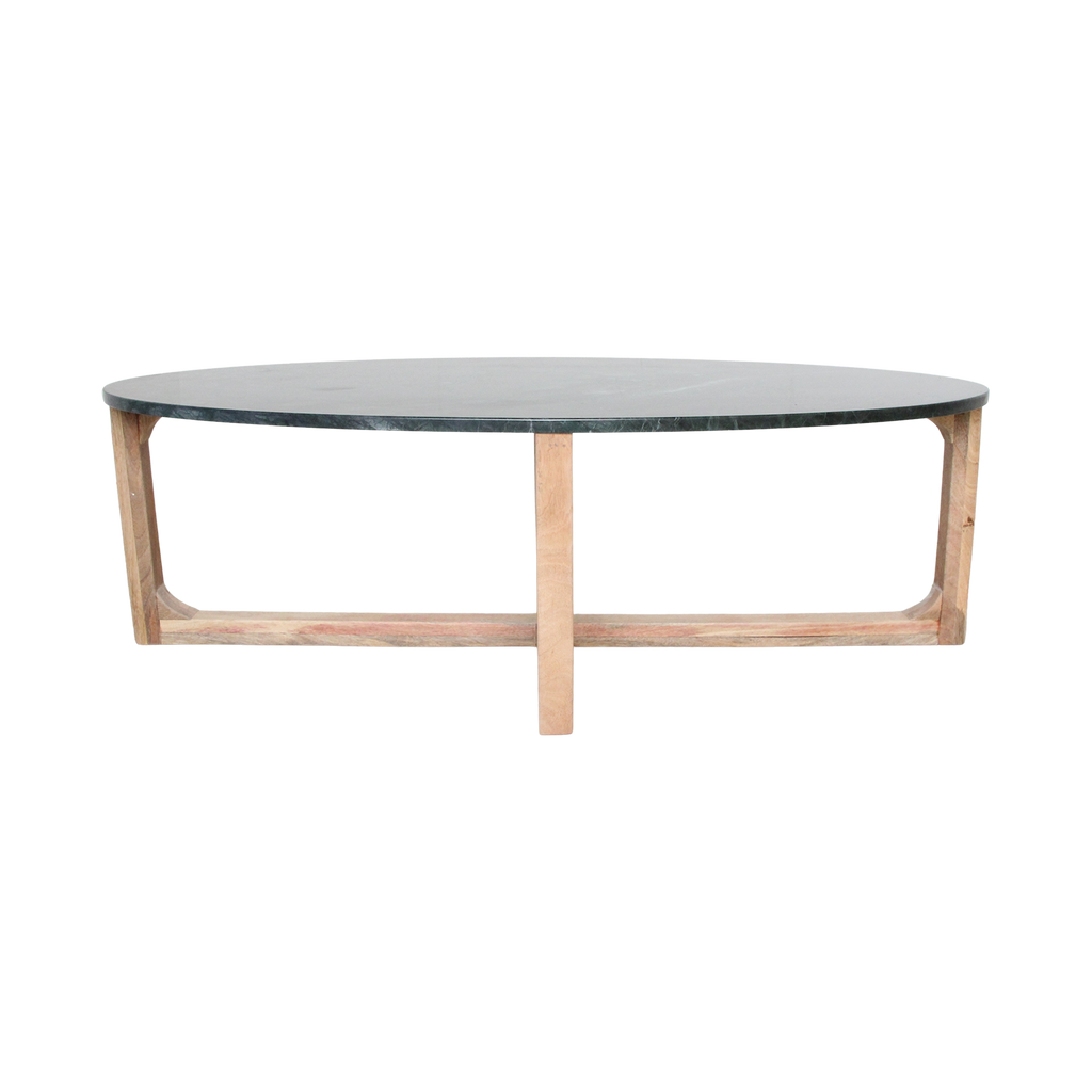 Oval marble coffee table - Green - 120x60x38 cm