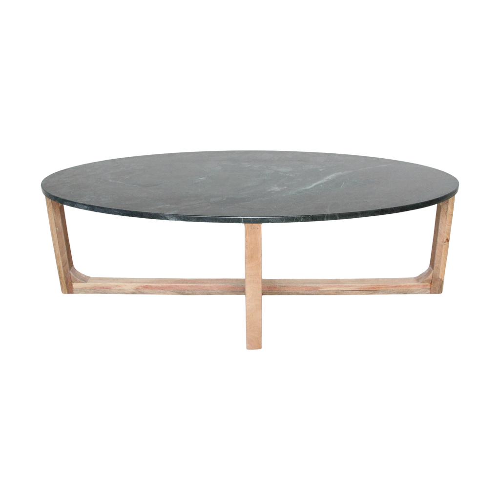 Oval marble coffee table - Green - 120x60x38 cm