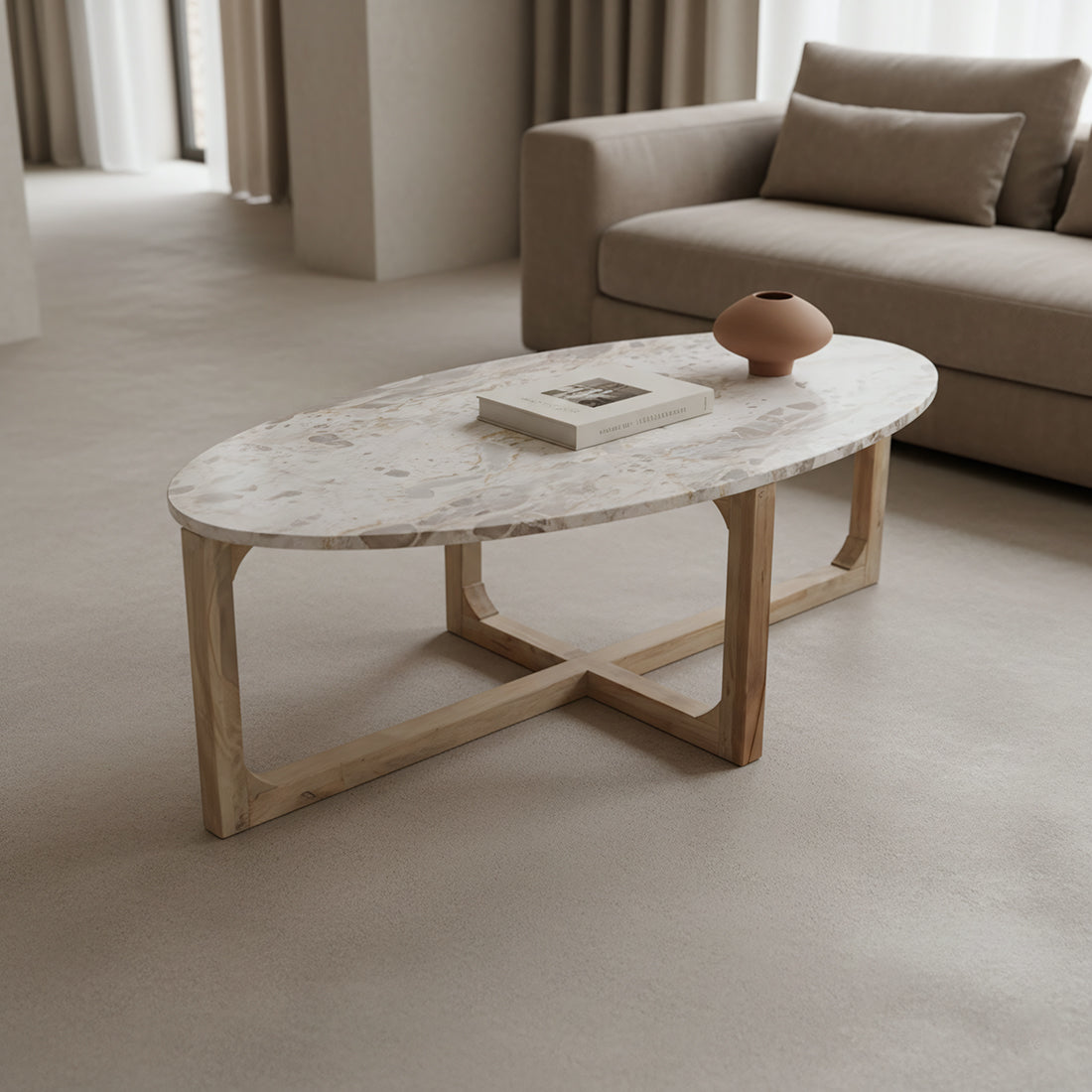 Marmeren salontafel Créme - 120x60x38 cm