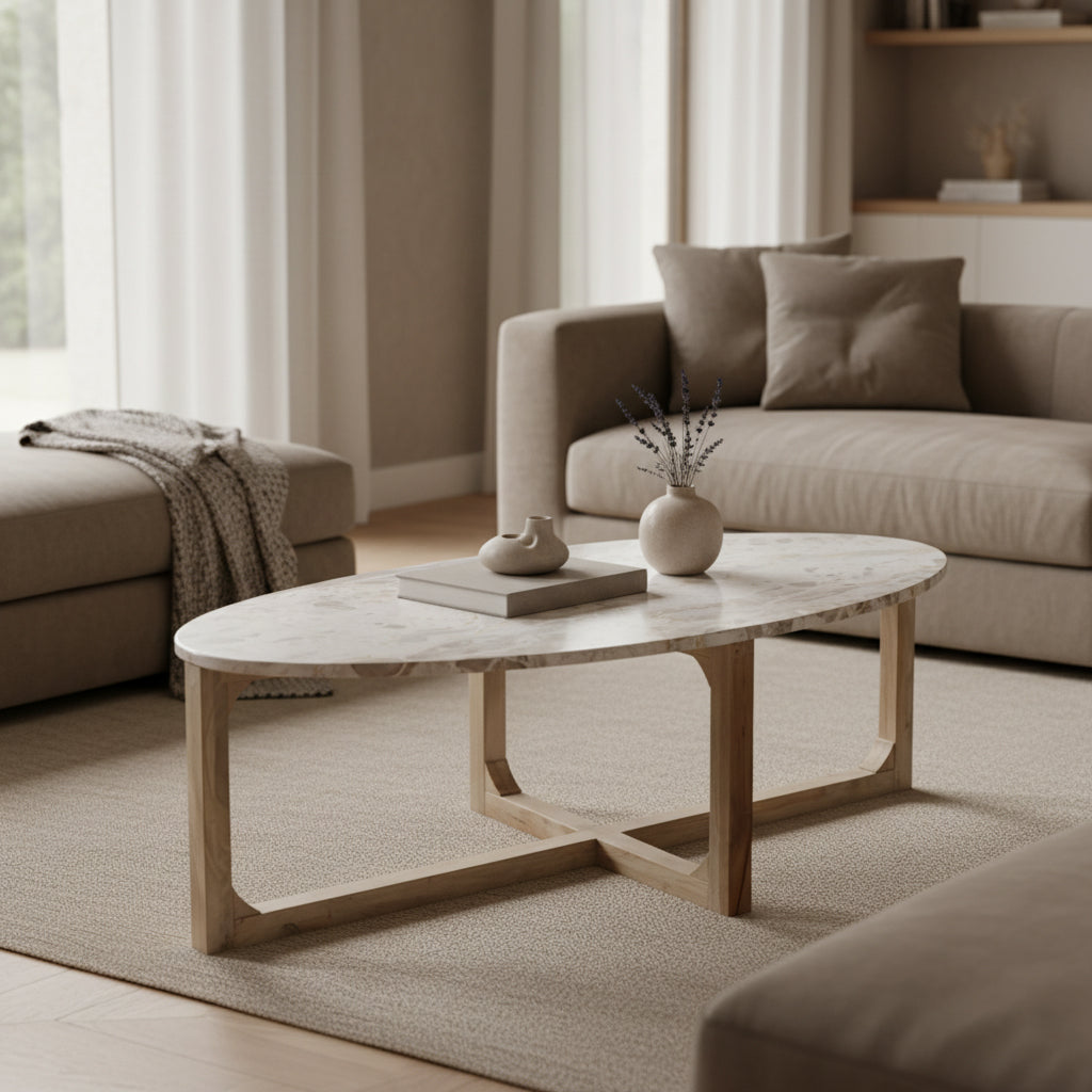 Marmeren salontafel Créme - 120x60x38 cm