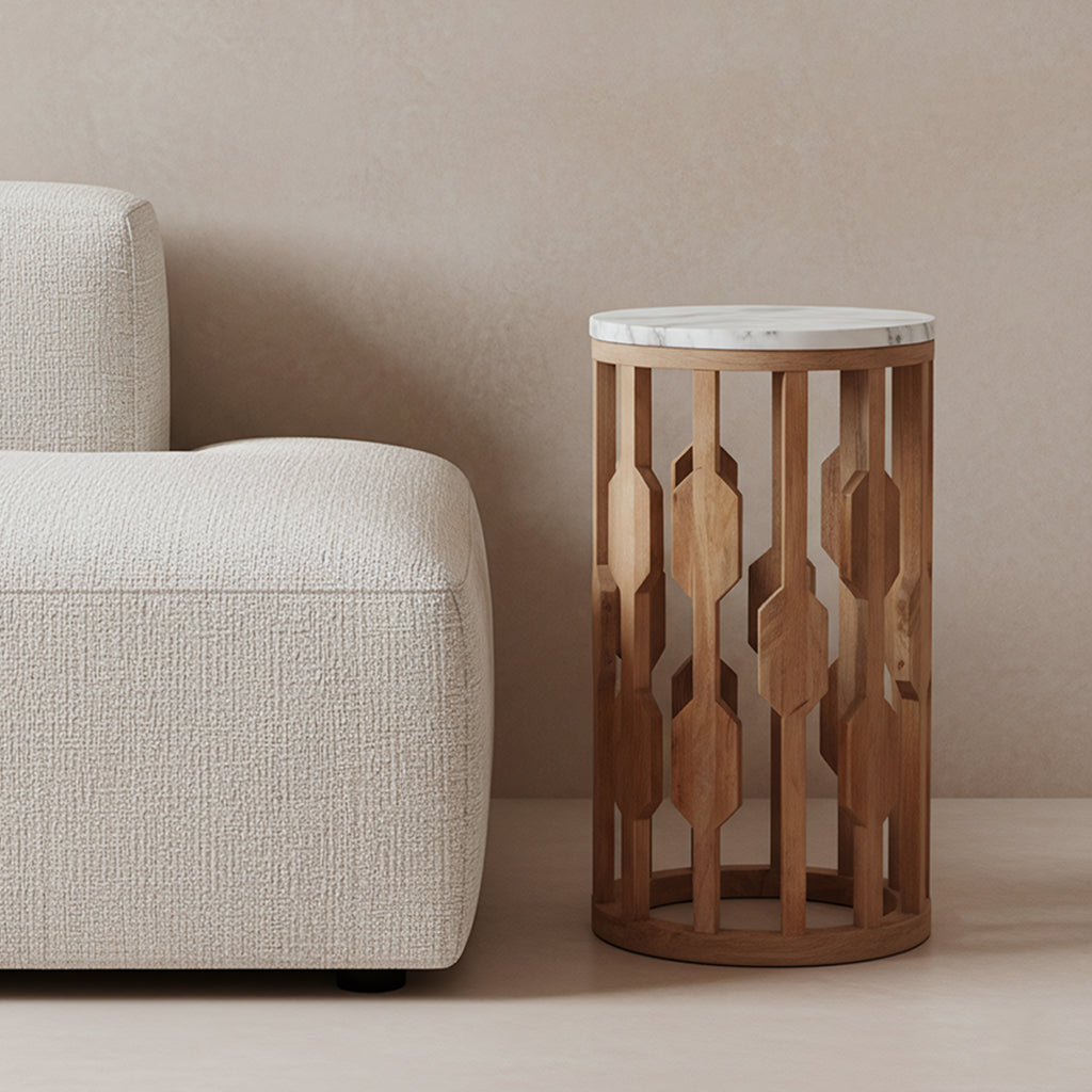 Atjeh marble side table - white