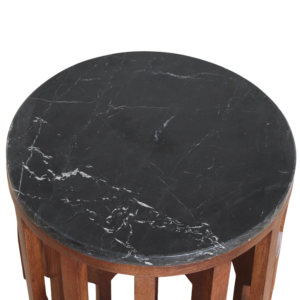 Lampung marmeren bijzettafel -zwart