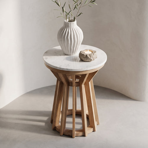 Sarawak marble side table - white