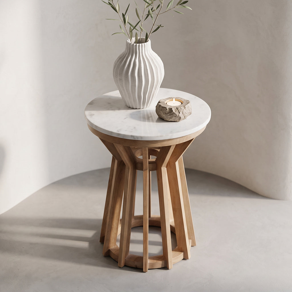 Sarawak marble side table - white