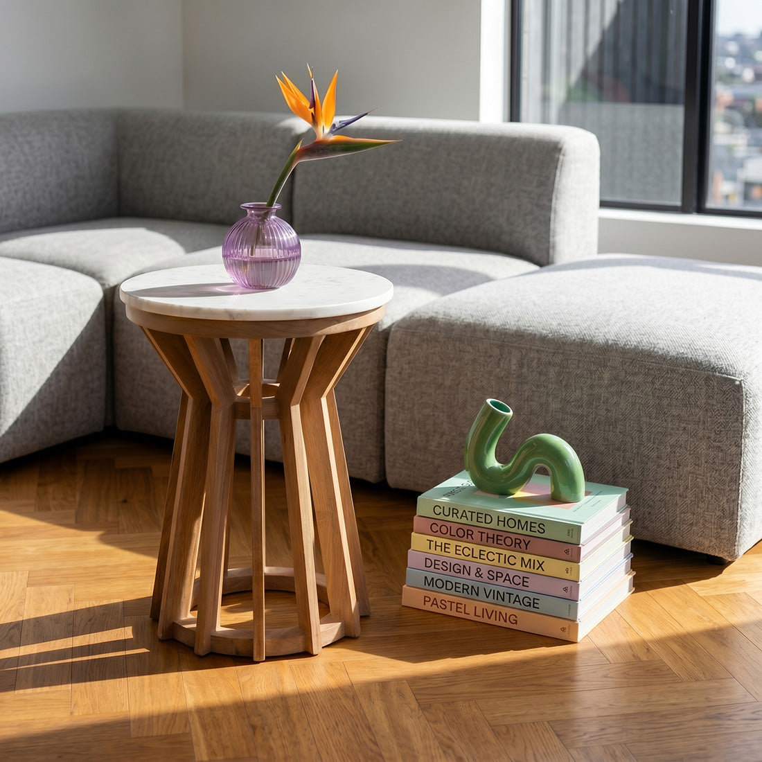 Sarawak marble side table - white
