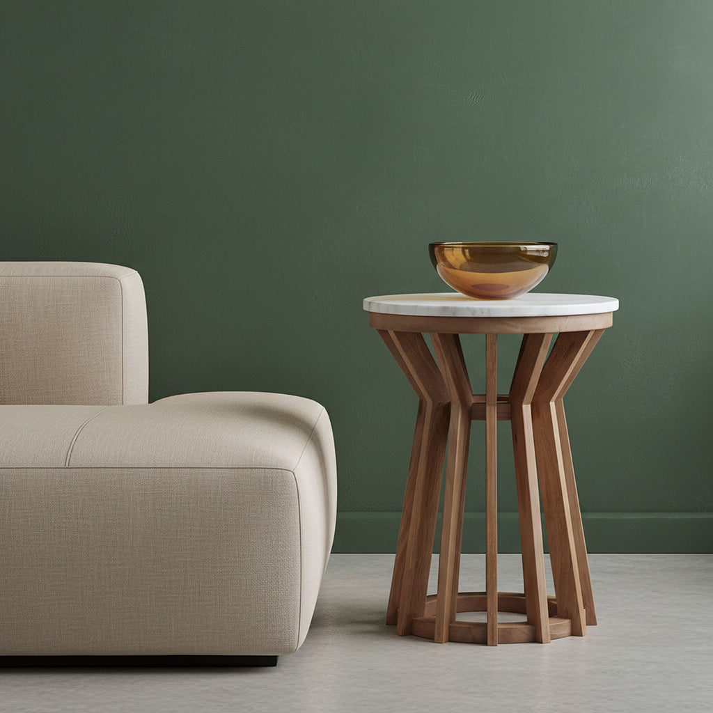 Sarawak marble side table - white