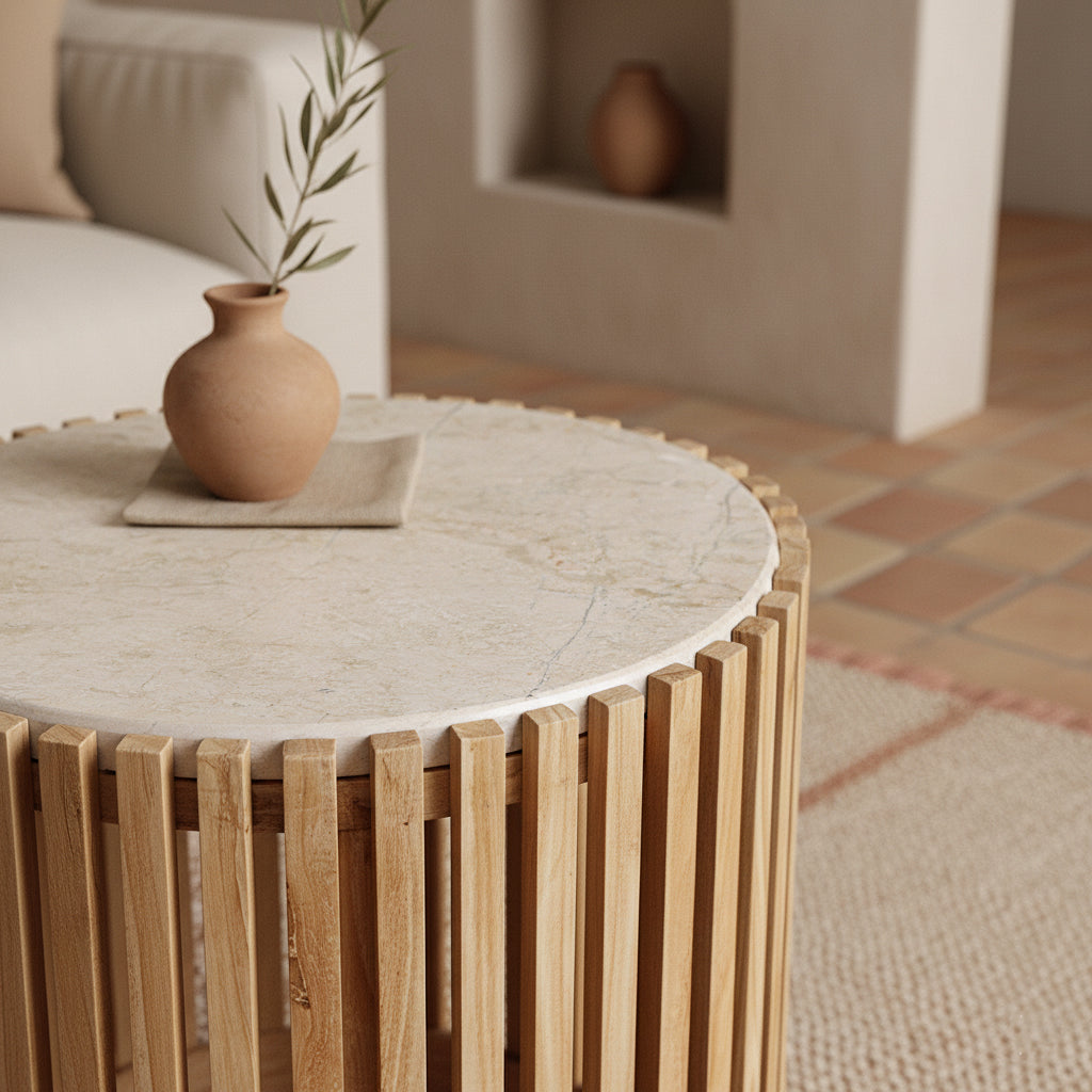 Infinity round marble side table