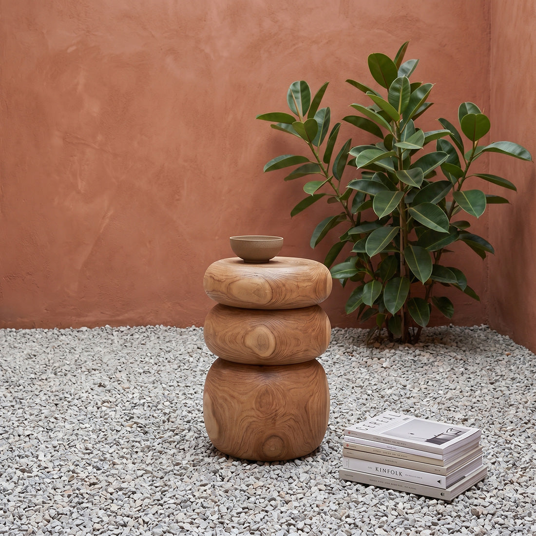 Tao teakhouten bijzettafel/kruk - 30x30x45 cm